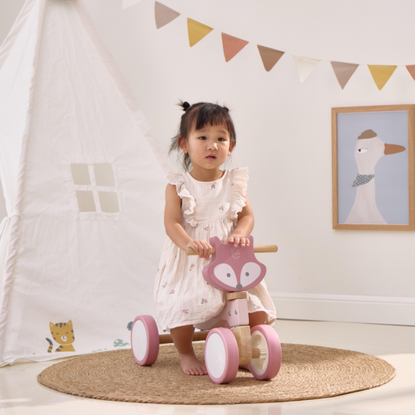 PolarB Wooden Trike for Toddlers with Safety Steering Lock and EVA Tyres – Ride-On Balance Bike for Ages 12 Months and Up – Develops Coordination and Gross Motor Skills