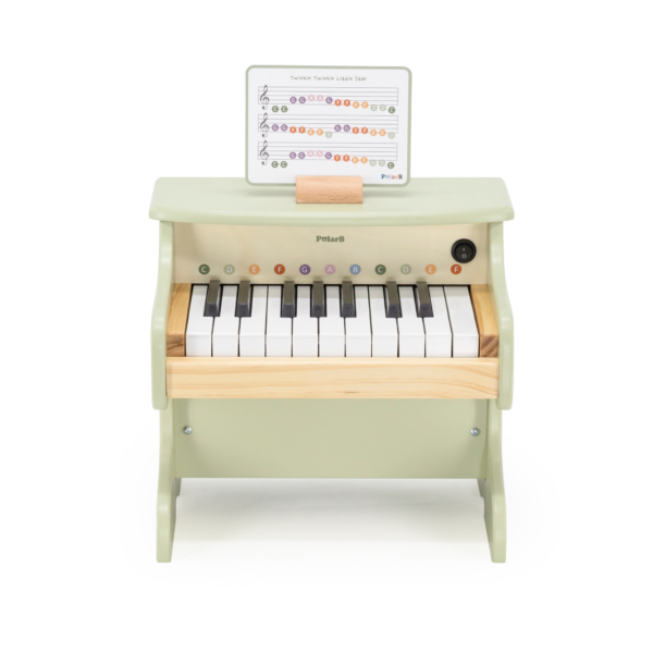 PolarB Wooden Toy Piano for Kids, Educational Musical Instrument with Colored Keys and Song Sheet, Preschool Learning Piano for Ages 3+