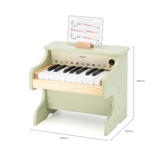 PolarB Wooden Toy Piano for Kids, Educational Musical Instrument with Colored Keys and Song Sheet, Preschool Learning Piano for Ages 3+
