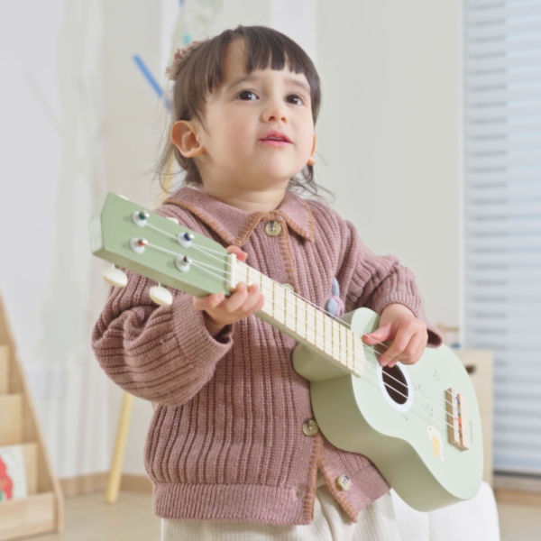 PolarB Wooden Ukulele for Kids, Green Toy Instrument with Sheet Music, Musical Learning Toy for Toddlers Ages 3 and Up