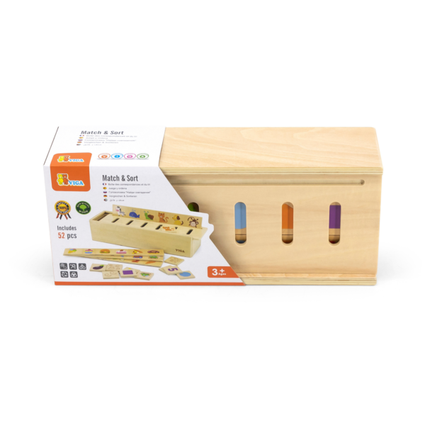 Viga Match & Sort, 52 Piece Mix & Match Puzzle, Montessori Wooden Toy, Develops Sensory, Cognitive & Fine Motor Skills, Non-Toxic & Eco-friendly Kids Educational Toy, Suitable for Children Aged 3Y+