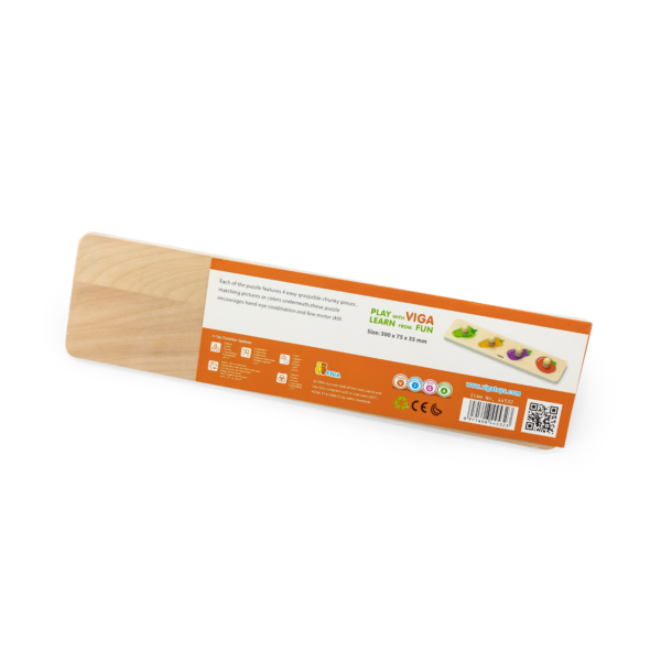 Viga Vegetables, 4 Piece Knob Puzzle, Montessori Wooden Toy, Develops Sensory, Cognitive & Fine Motor Skills, Non-Toxic & Eco-friendly Kids Educational Toy, Suitable for Boys and Girls Aged 12M+