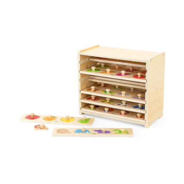 Viga Set of 12, 4 Piece Knob Puzzle, Montessori Wooden Toy, Develops Sensory, Cognitive & Fine Motor Skills, Non-Toxic & Eco-friendly Kids Educational Toy, Suitable for Boys and Girls Aged 12M+