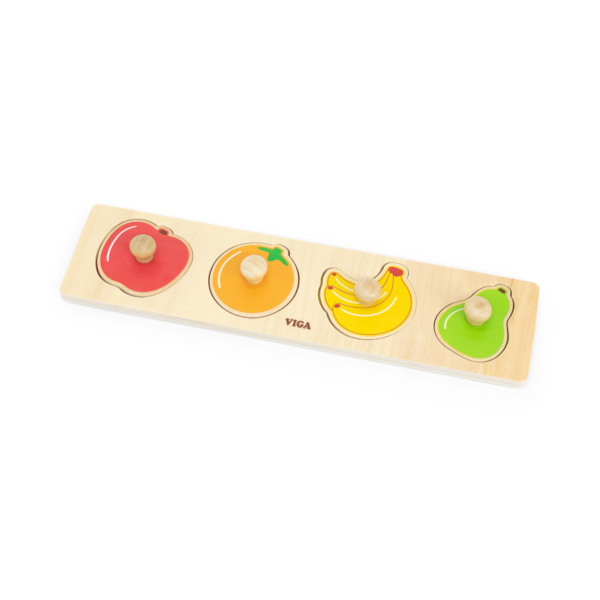 Viga Set of 12, 4 Piece Knob Puzzle, Montessori Wooden Toy, Develops Sensory, Cognitive & Fine Motor Skills, Non-Toxic & Eco-friendly Kids Educational Toy, Suitable for Boys and Girls Aged 12M+