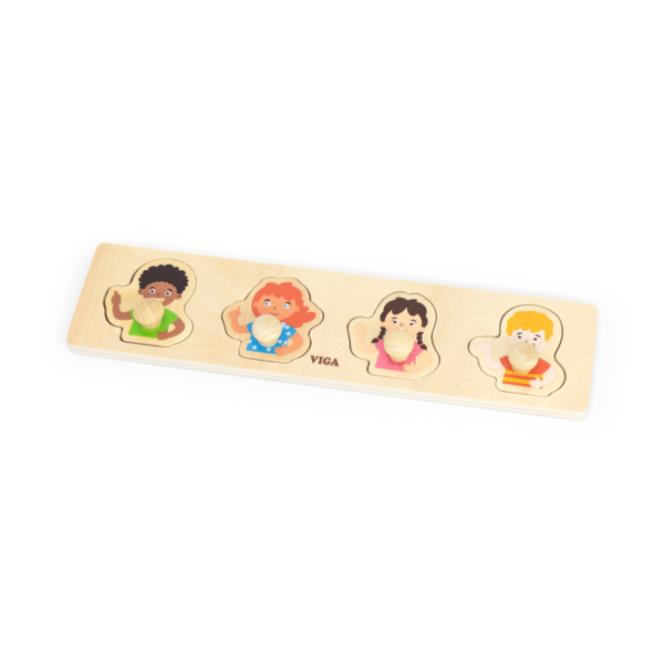 Viga Set of 12, 4 Piece Knob Puzzle, Montessori Wooden Toy, Develops Sensory, Cognitive & Fine Motor Skills, Non-Toxic & Eco-friendly Kids Educational Toy, Suitable for Boys and Girls Aged 12M+