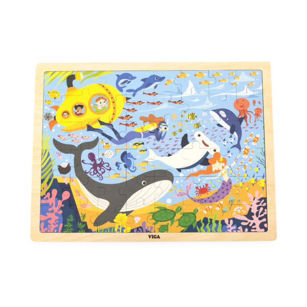 Viga Sea Life, 48 Piece Jigsaw Puzzle, Montessori Wooden Toy, Develops Sensory, Cognitive & Fine Motor Skills, Non-Toxic & Eco-friendly Kids Educational Toy, Suitable for Boys and Girls Aged 3Y+