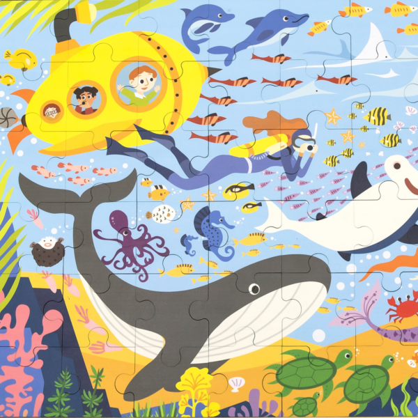 Viga Sea Life, 48 Piece Jigsaw Puzzle, Montessori Wooden Toy, Develops Sensory, Cognitive & Fine Motor Skills, Non-Toxic & Eco-friendly Kids Educational Toy, Suitable for Boys and Girls Aged 3Y+