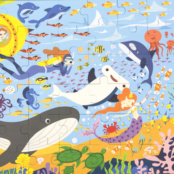 Viga Sea Life, 48 Piece Jigsaw Puzzle, Montessori Wooden Toy, Develops Sensory, Cognitive & Fine Motor Skills, Non-Toxic & Eco-friendly Kids Educational Toy, Suitable for Boys and Girls Aged 3Y+