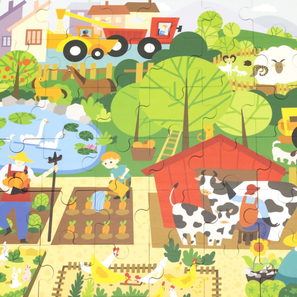 Viga Farm, 48 Piece Jigsaw Puzzle, Montessori Wooden Toy, Develops Sensory, Cognitive & Fine Motor Skills, Non-Toxic & Eco-friendly Kids Educational Toy, Suitable for Boys and Girls Aged 3Y+