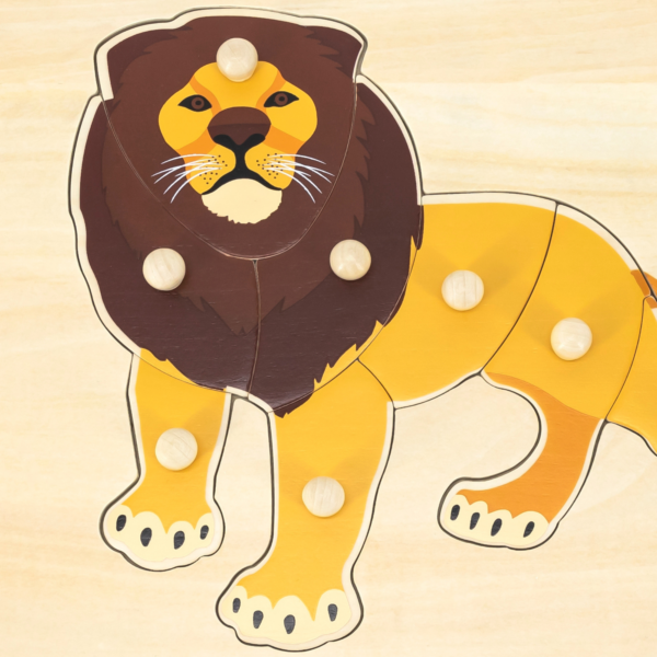 Viga Lion, Wild Animals, 8 Piece Knob Puzzle, Montessori Wooden Toy, Develops Sensory, Cognitive & Fine Motor Skills, Non-Toxic & Eco-friendly Kids Educational Toy, Suitable for Children Aged 18M+