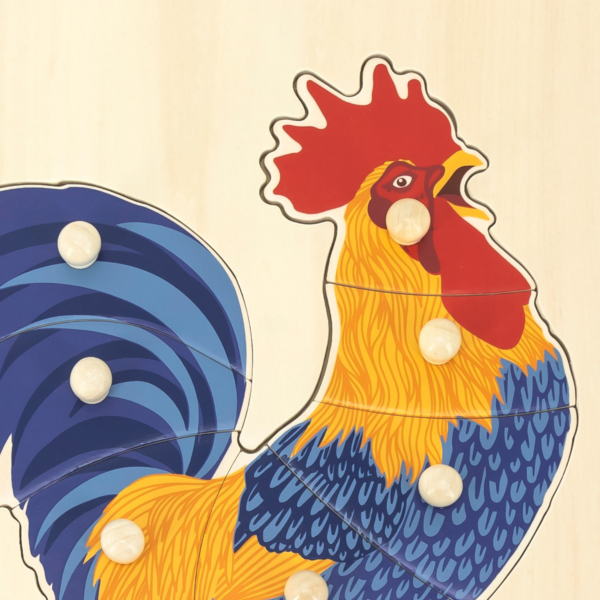 Viga Rooster, Farm Animals, 8 Piece Knob Puzzle, Montessori Wooden Toy, Develops Sensory, Cognitive & Fine Motor Skills, Non-Toxic & Eco-friendly Kids Educational Toy, Suitable for Children Aged 18M+