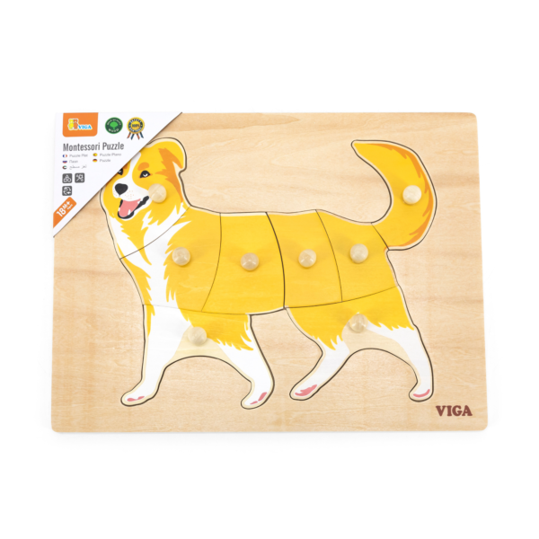 Viga Dog, Farm Animals, 8 Piece Knob Puzzle, Montessori Wooden Toy, Develops Sensory, Cognitive & Fine Motor Skills, Non-Toxic & Eco-friendly Kids Educational Toy, Suitable for Children Aged 18M+