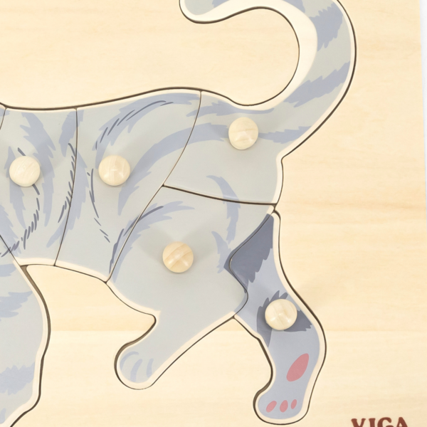 Viga Cat, 8 Piece Knob Puzzle, Montessori Wooden Toy, Develops Sensory, Cognitive & Fine Motor Skills, Non-Toxic & Eco-friendly Kids Educational Toy, Suitable for Boys and Girls Aged 18M+