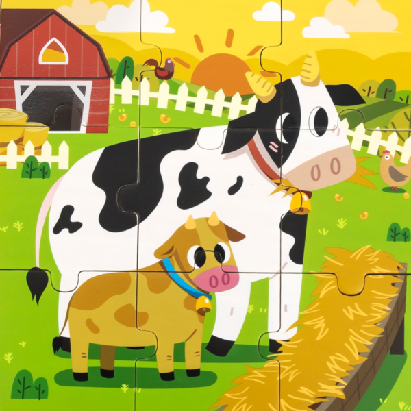 Viga Cow, 9 Piece Jigsaw Puzzle, Montessori Wooden Toy, Develops Sensory, Cognitive & Fine Motor Skills, Non-Toxic & Eco-friendly Kids Educational Toy, Suitable for Boys and Girls Aged 18M+