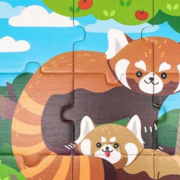 Viga Red Panda, 9 Piece Jigsaw Puzzle, Montessori Wooden Toy, Develops Sensory, Cognitive & Fine Motor Skills, Non-Toxic & Eco-friendly Kids Educational Toy, Suitable for Boys and Girls Aged 18M+