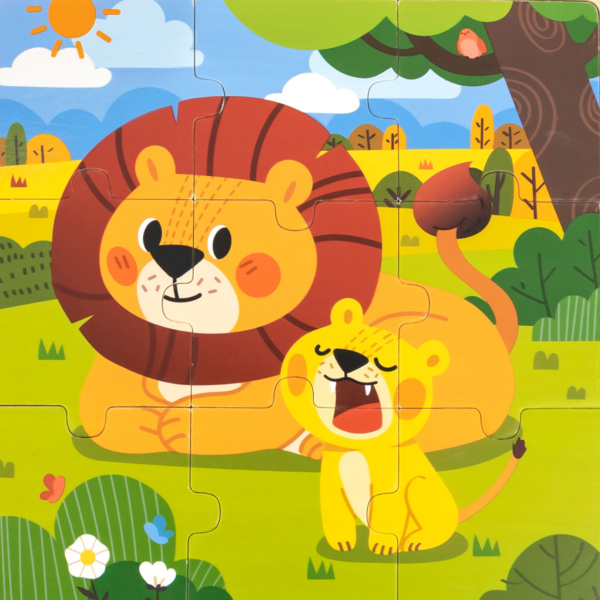 Viga Lion, 9 Piece Jigsaw Puzzle, Montessori Wooden Toy, Develops Sensory, Cognitive & Fine Motor Skills, Non-Toxic & Eco-friendly Kids Educational Toy, Suitable for Boys and Girls Aged 18M+