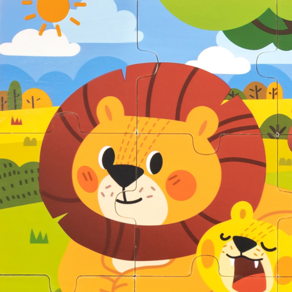 Viga Lion, 9 Piece Jigsaw Puzzle, Montessori Wooden Toy, Develops Sensory, Cognitive & Fine Motor Skills, Non-Toxic & Eco-friendly Kids Educational Toy, Suitable for Boys and Girls Aged 18M+