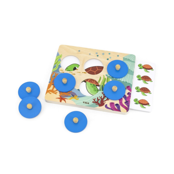 Viga Sea Secrets, Mix & Match, 10 Piece Knob Puzzle, Montessori Wooden Toy, Develops Sensory, Cognitive & Fine Motor Skills, Non-Toxic & Eco-friendly Kids Educational Toy, Suitable for Children 3Y+