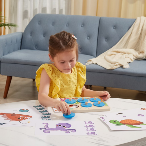Viga Sea Secrets, Mix & Match, 10 Piece Knob Puzzle, Montessori Wooden Toy, Develops Sensory, Cognitive & Fine Motor Skills, Non-Toxic & Eco-friendly Kids Educational Toy, Suitable for Children 3Y+