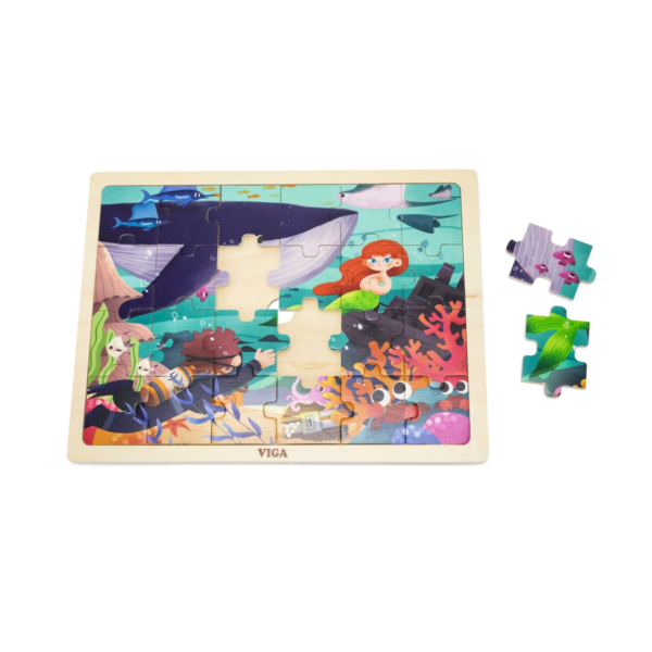 Viga Sea Secret, 24 Piece Jigsaw Puzzle, Montessori Wooden Toy, Develops Sensory, Cognitive & Fine Motor Skills, Non-Toxic & Eco-friendly Kids Educational Toy, Suitable for Boys and Girls Aged 2Y+