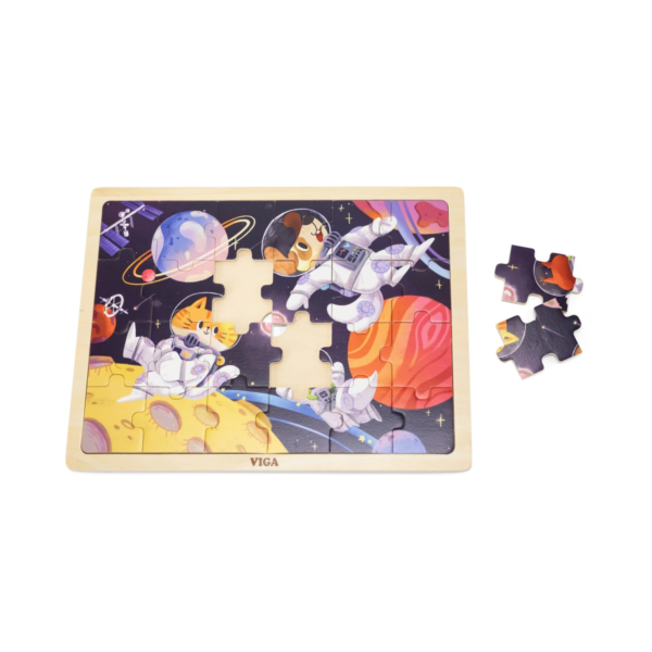Viga Space Adventures, 24 Piece Jigsaw Puzzle, Montessori Wooden Toy, Develops Sensory, Cognitive & Fine Motor Skills, Non-Toxic & Eco-friendly Kids Educational Toy, Suitable for Children Aged 2Y+