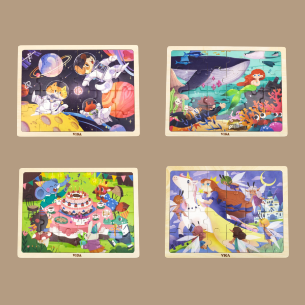 Viga Space Adventures, 24 Piece Jigsaw Puzzle, Montessori Wooden Toy, Develops Sensory, Cognitive & Fine Motor Skills, Non-Toxic & Eco-friendly Kids Educational Toy, Suitable for Children Aged 2Y+