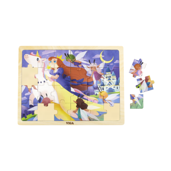 Viga Fairy Tale, 24 Piece Jigsaw Puzzle, Montessori Wooden Toy, Develops Sensory, Cognitive & Fine Motor Skills, Non-Toxic & Eco-friendly Kids Educational Toy, Suitable for Boys and Girls Aged 2Y+