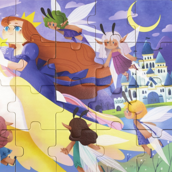 Viga Fairy Tale, 24 Piece Jigsaw Puzzle, Montessori Wooden Toy, Develops Sensory, Cognitive & Fine Motor Skills, Non-Toxic & Eco-friendly Kids Educational Toy, Suitable for Boys and Girls Aged 2Y+