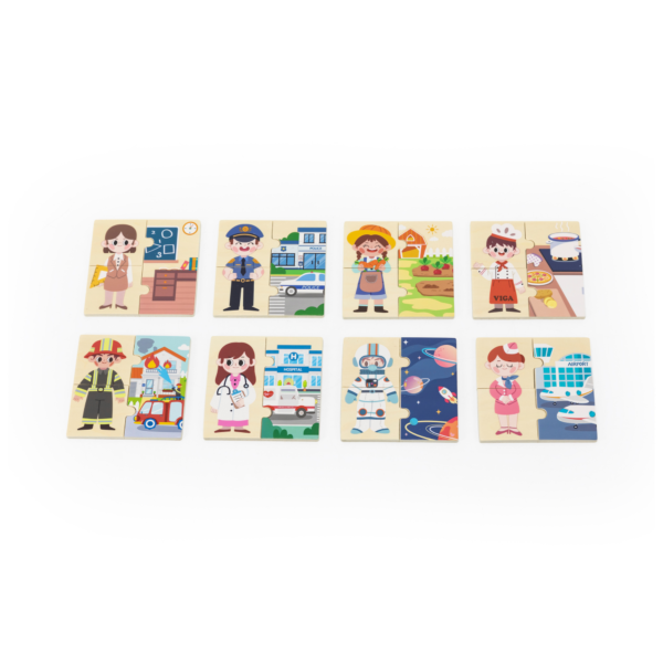 Viga Profession, 32 Piece Mix & Match Puzzle, Montessori Wooden Toy, Develops Sensory, Cognitive & Fine Motor Skills, Non-Toxic & Eco-friendly Kids Educational Toy, Suitable for Children Aged 18M+