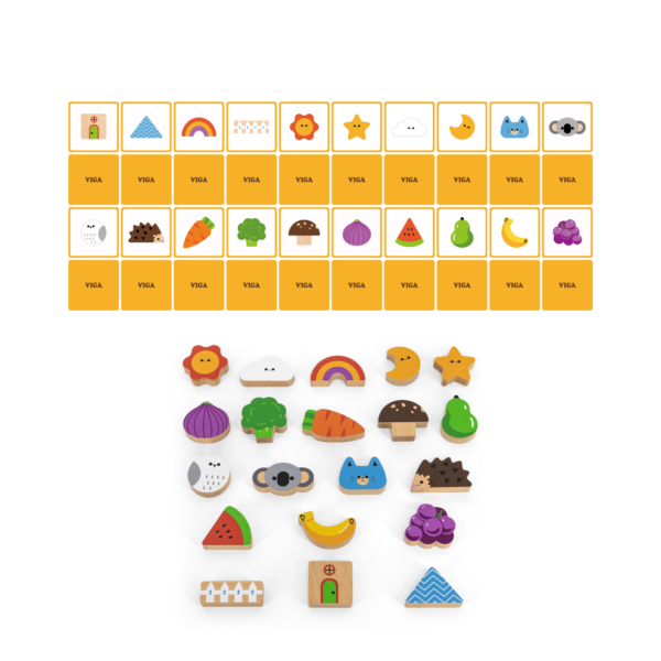 Viga Touch & Find, 20 Piece Matching Puzzle, Montessori Wooden Toy, Develops Sensory, Cognitive & Fine Motor Skills, Non-Toxic & Eco-friendly Kids Educational Toy, Suitable for Children Aged 3Y+