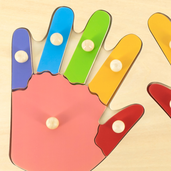 Viga Hands & Fingers, 12 Piece Knob Puzzle, Montessori Wooden Toy, Develops Sensory, Cognitive & Fine Motor Skills, Non-Toxic & Eco-friendly Kids Educational Toy, Suitable for Children Aged 18M+