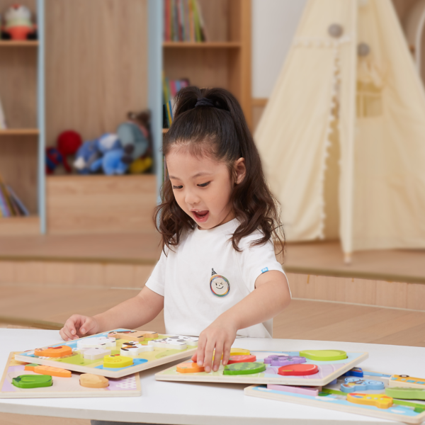Viga Vegetables, 7 Piece Block Puzzle, Montessori Wooden Toy, Develops Sensory, Cognitive & Fine Motor Skills, Non-Toxic & Eco-friendly Kids Educational Toy, Suitable for Boys and Girls Aged 18M+
