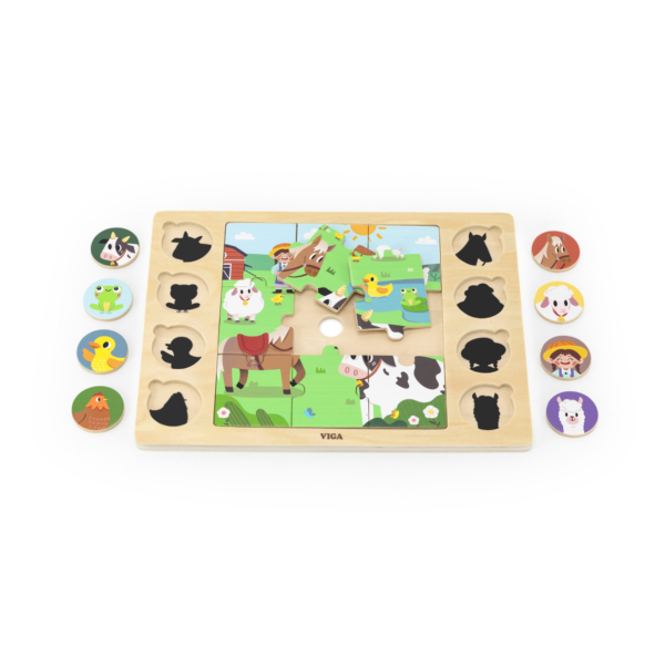 Viga Barn Animals, 17 Piece Jigsaw Puzzle, Montessori Wooden Toy, Develops Sensory, Cognitive & Fine Motor Skills, Non-Toxic & Eco-friendly Kids Educational Toy, Suitable for Boys and Girls Aged 18M+