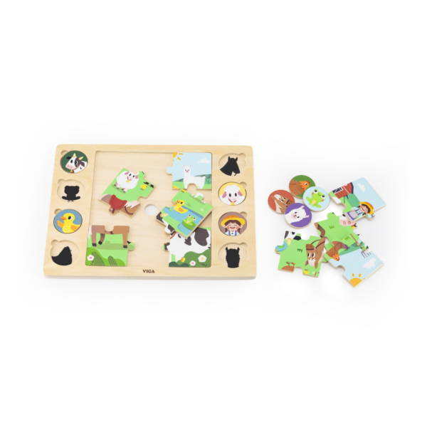 Viga Barn Animals, 17 Piece Jigsaw Puzzle, Montessori Wooden Toy, Develops Sensory, Cognitive & Fine Motor Skills, Non-Toxic & Eco-friendly Kids Educational Toy, Suitable for Boys and Girls Aged 18M+