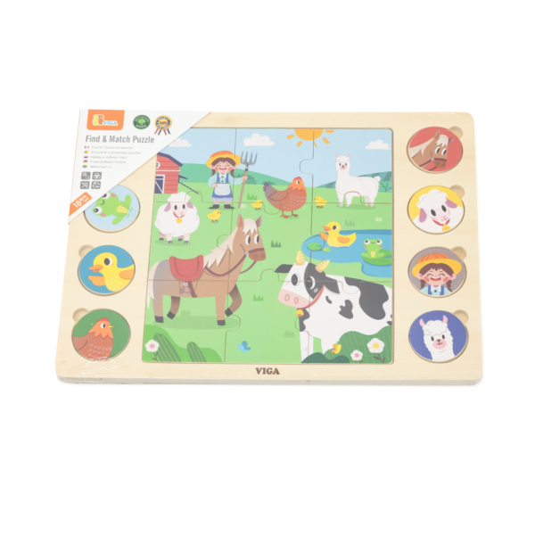 Viga Barn Animals, 17 Piece Jigsaw Puzzle, Montessori Wooden Toy, Develops Sensory, Cognitive & Fine Motor Skills, Non-Toxic & Eco-friendly Kids Educational Toy, Suitable for Boys and Girls Aged 18M+