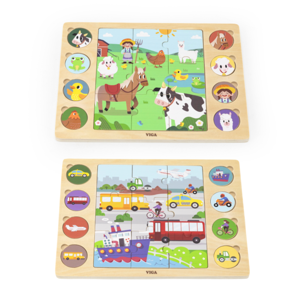 Viga Barn Animals, 17 Piece Jigsaw Puzzle, Montessori Wooden Toy, Develops Sensory, Cognitive & Fine Motor Skills, Non-Toxic & Eco-friendly Kids Educational Toy, Suitable for Boys and Girls Aged 18M+