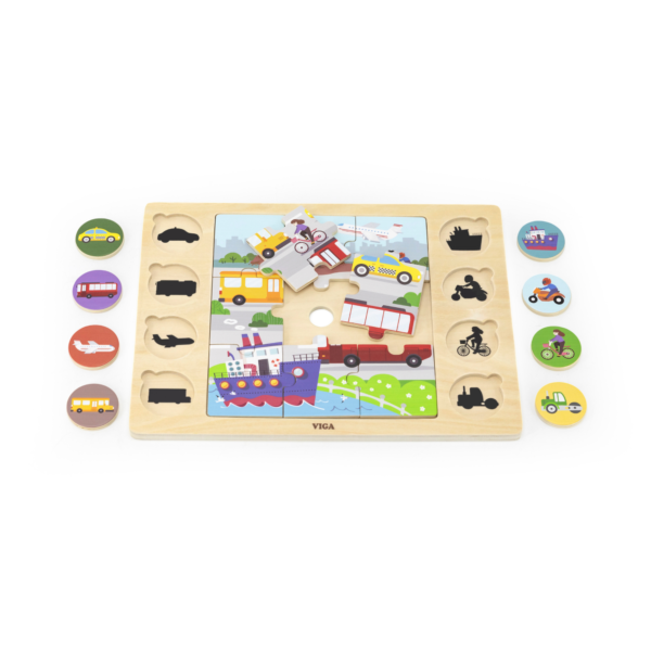 Viga Modes of Transportation, 17 Piece Jigsaw Puzzle, Montessori Wooden Toy, Develops Sensory, Cognitive & Fine Motor Skills, Non-Toxic & Eco-friendly Kids Educational Toy, Suitable for Children 18M+