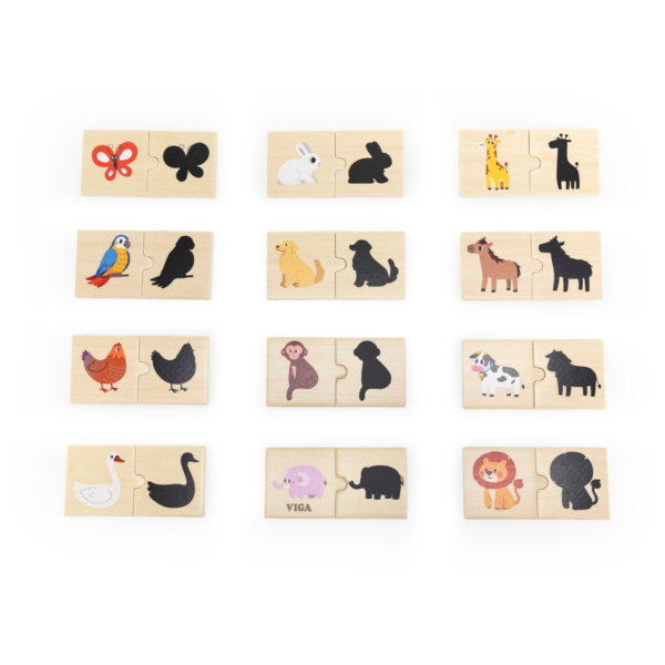 Viga Connecting Game, Matching Shadows, 24 Piece Mix & Match Puzzle, Montessori Wooden Toy, Develops Sensory, Cognitive & Fine Motor Skills, Non-Toxic & Eco-friendly Kids Educational Toy, 18M+