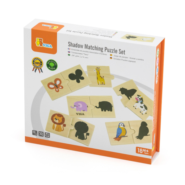 Viga Connecting Game, Matching Shadows, 24 Piece Mix & Match Puzzle, Montessori Wooden Toy, Develops Sensory, Cognitive & Fine Motor Skills, Non-Toxic & Eco-friendly Kids Educational Toy, 18M+