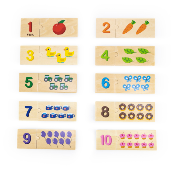Viga Connecting Numbers, 20 Piece Mix & Match Puzzle, Montessori Wooden Toy, Develops Sensory, Cognitive & Fine Motor Skills, Non-Toxic & Eco-friendly Kids Educational Toy, Suitable for Children 18M+