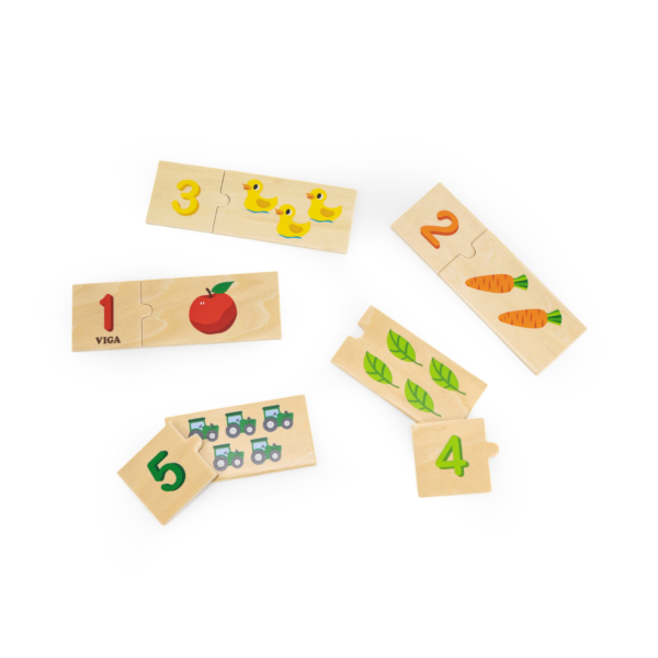 Viga Connecting Numbers, 20 Piece Mix & Match Puzzle, Montessori Wooden Toy, Develops Sensory, Cognitive & Fine Motor Skills, Non-Toxic & Eco-friendly Kids Educational Toy, Suitable for Children 18M+