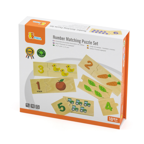 Viga Connecting Numbers, 20 Piece Mix & Match Puzzle, Montessori Wooden Toy, Develops Sensory, Cognitive & Fine Motor Skills, Non-Toxic & Eco-friendly Kids Educational Toy, Suitable for Children 18M+