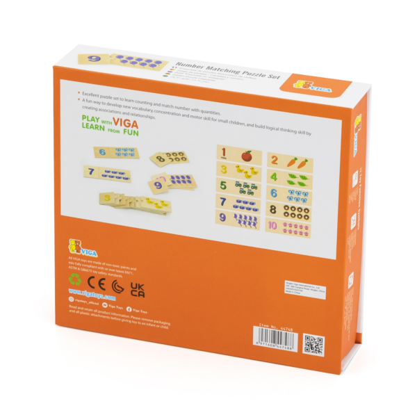 Viga Connecting Numbers, 20 Piece Mix & Match Puzzle, Montessori Wooden Toy, Develops Sensory, Cognitive & Fine Motor Skills, Non-Toxic & Eco-friendly Kids Educational Toy, Suitable for Children 18M+