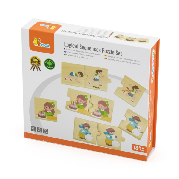 Viga Logical Sequences, Daily Activity, 24 Piece Mix & Match Puzzle, Montessori Wooden Toy, Develops Sensory, Cognitive & Fine Motor Skills, Non-Toxic & Eco-friendly Kids Educational Toy, 18M+