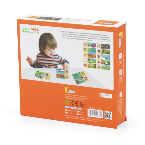 Viga Connecting Game, Animal Homes, 20 Piece Mix & Match Puzzle, Montessori Wooden Toy, Develops Sensory, Cognitive & Fine Motor Skills, Non-Toxic & Eco-friendly Kids Educational Toy, 18M+