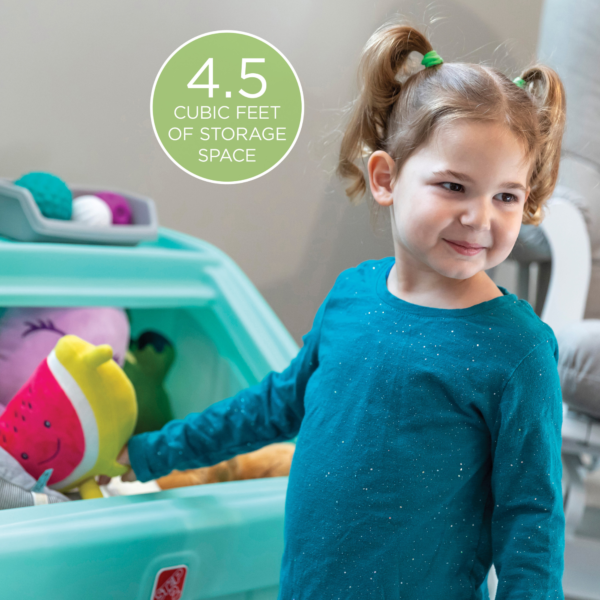 Step2 2 in 1 Toy Box and Art Lid, Multi-Functional Indoor Kids Toy Bin with Clip, 4.5 Cubic Feet Storage Compartment Space, Suitable for Children both Boys and Girls Aged 2+