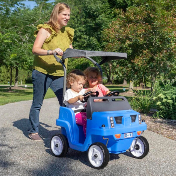 Step2 Side-By-Side SUV, Dual Seater Kids Push Car with Canopy, Easy to Store Ride On Toy with Seatbelt, Horn and Under Seat Storage, Suitable for Children both Boys and Girls Aged 18m and Above, Blue