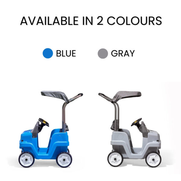 Step2 Side-By-Side SUV, Dual Seater Kids Push Car with Canopy, Easy to Store Ride On Toy with Seatbelt, Horn and Under Seat Storage, Suitable for Children both Boys and Girls Aged 18m and Above, Blue