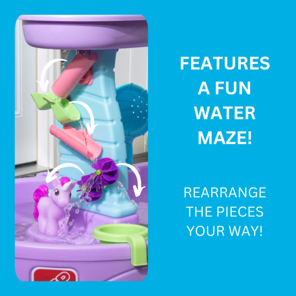 Step2 Rain Showers & Unicorn Water Table, Outdoor Water Table and Sensory Playset, Activity Toy with 13 Piece Accessories, Backyard Activity Centre,  Suitable for Kids both Boys and Girls Aged 18m+