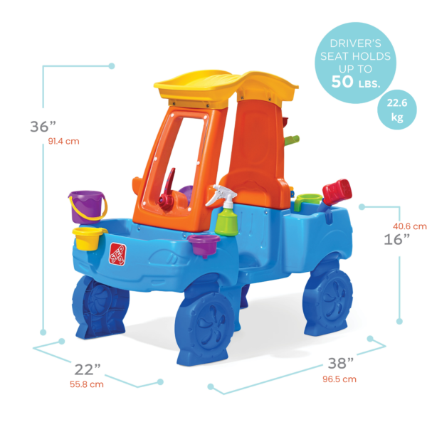 Step2 Car Wash Splash Center, Outdoor Water Table and Sensory Playset, Activity Toy with Dual Rain Wall, 13 Piece Accessories, Backyard Activity Centre,  Suitable for Kids both Boys and Girls Aged 3+